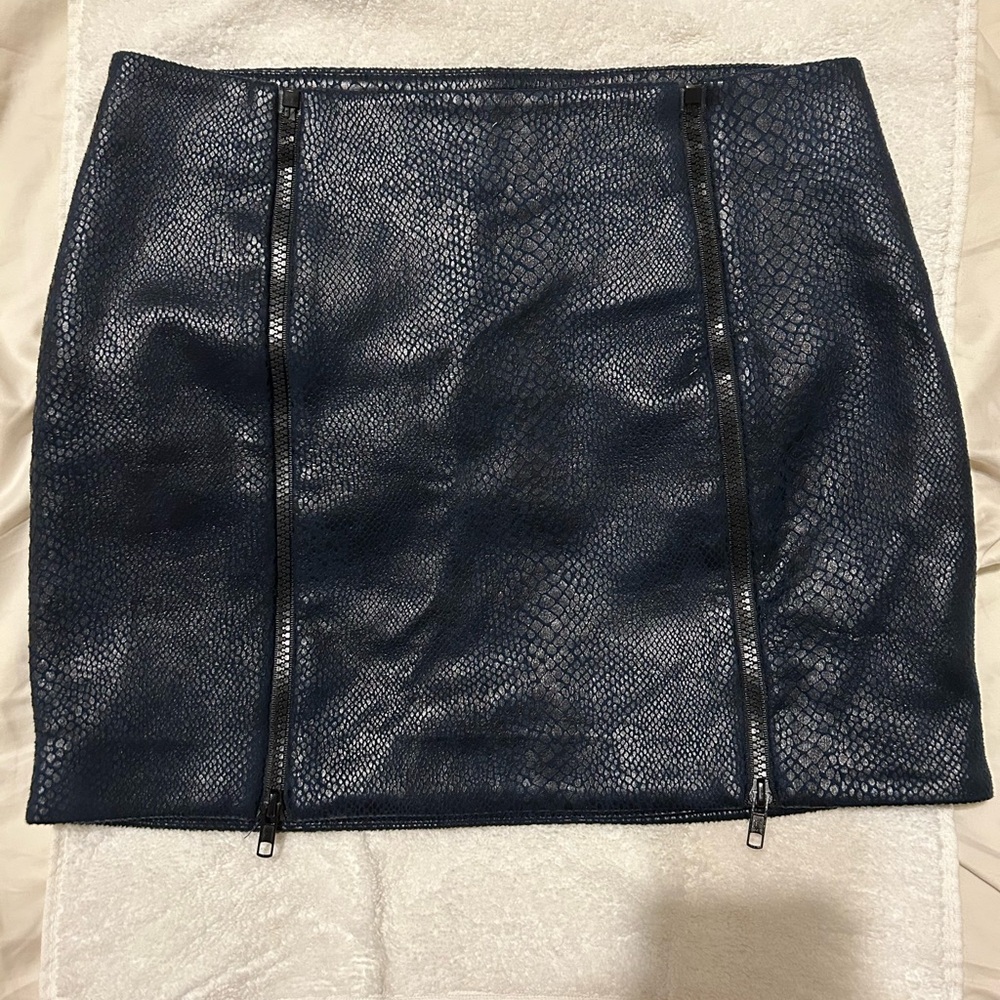 Lumiere Navy Snake Print Mini Skirt